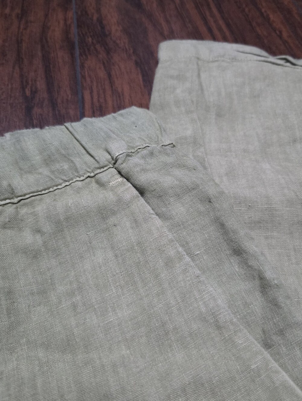 Green Italian Linen Drawstring Pants Size 44 - Picture 4 of 7